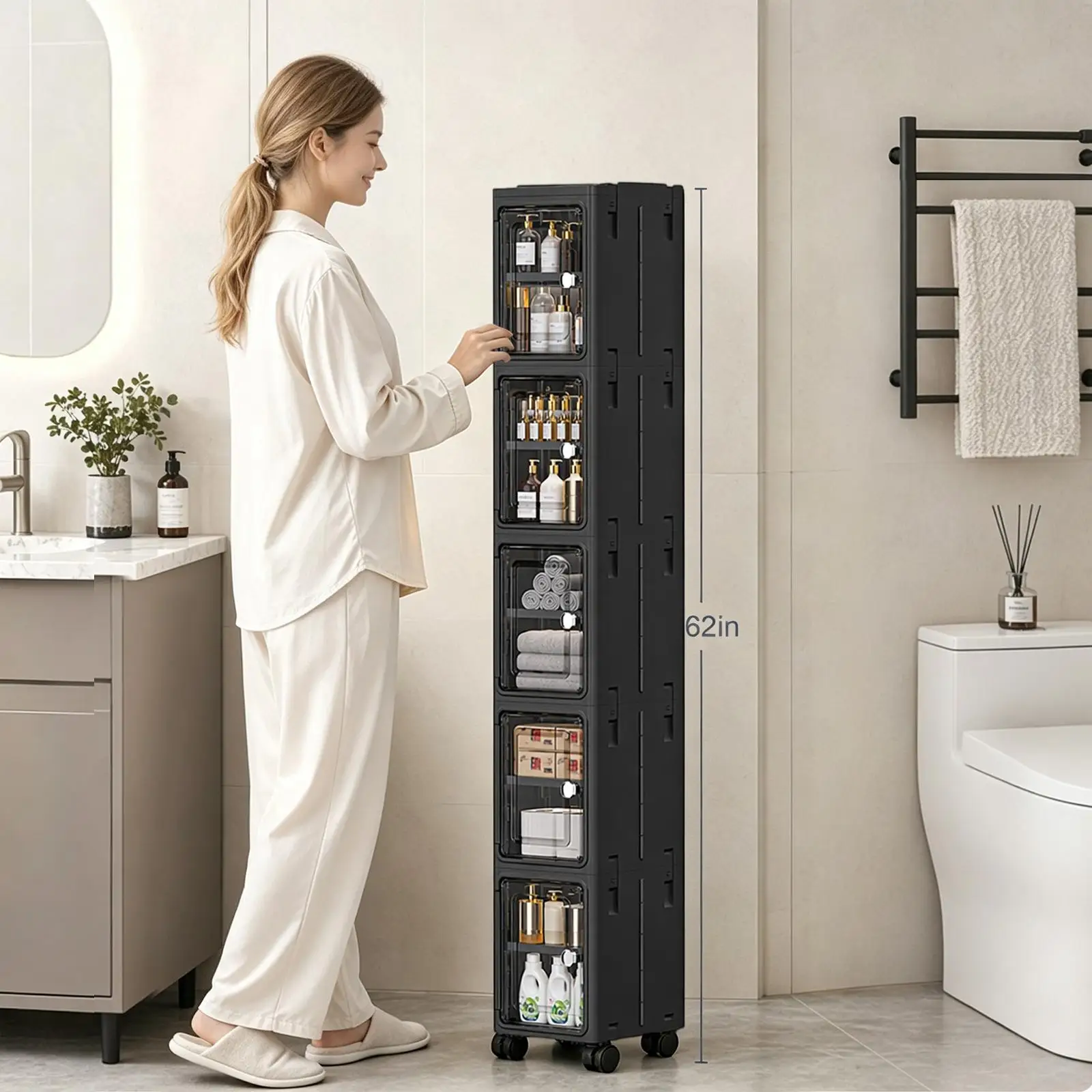 Kitchen Appliances Cabinet - Armoire de rangement à roulettes noire,